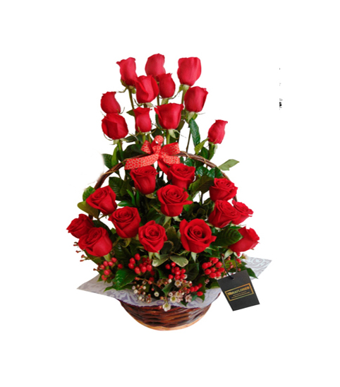 canasta con 24 rosas rojas < Florería, florerías, D´LAYRA En Cusco